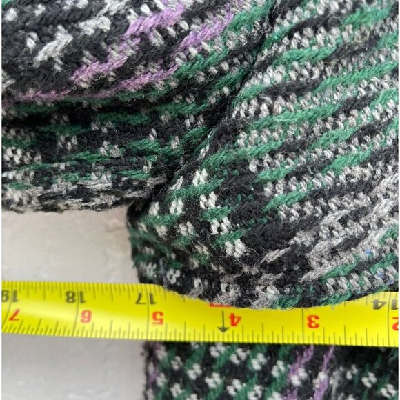 Donatella Womens Plaid Tie Waist Wool Pea Coat Green Sz Medium - Picture 4 of 11